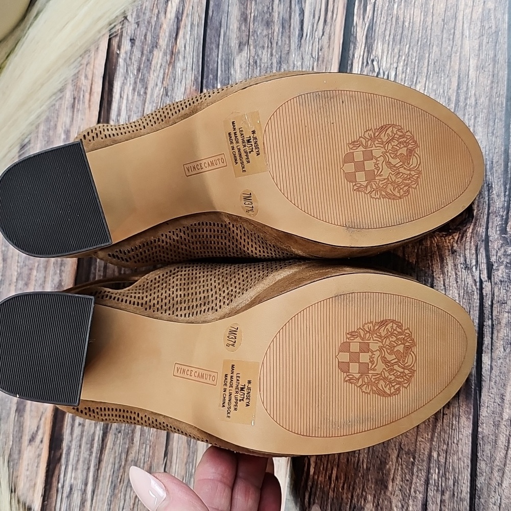 NIB VINCE CAMUTO VV-JENSEYA SEED BROWN PEEP-TOE PERFORATED BOOTIE SANDAL - Picture 8 of 12